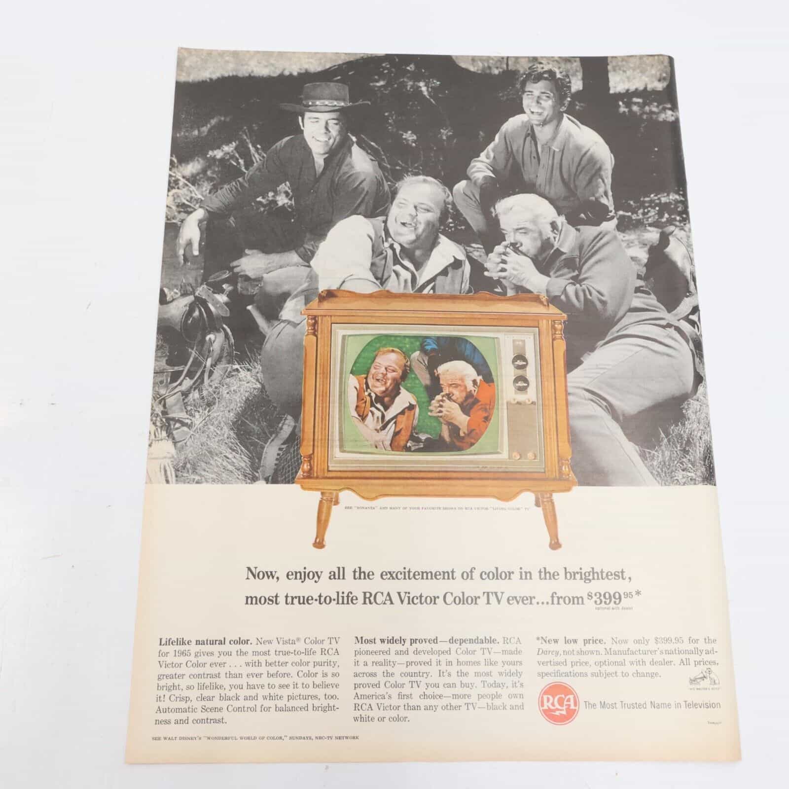 1964 RCA Victor Color TV Bonanza Dodge Polara Showstopper Print Ad 10.5×13.5