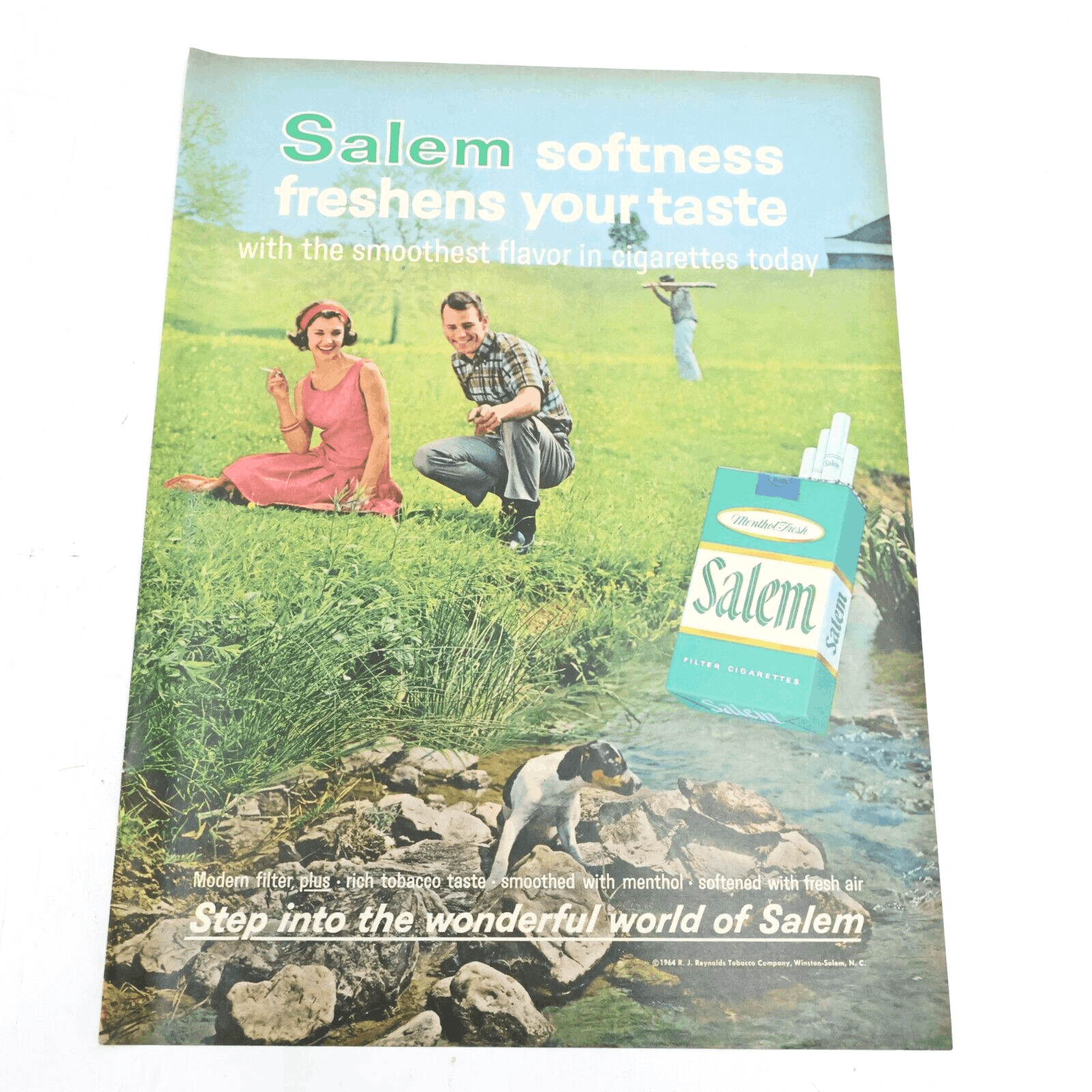 1964 Salem Cigarettes Couple in Field Mayflower Movers Print Ad 10.5×13.5