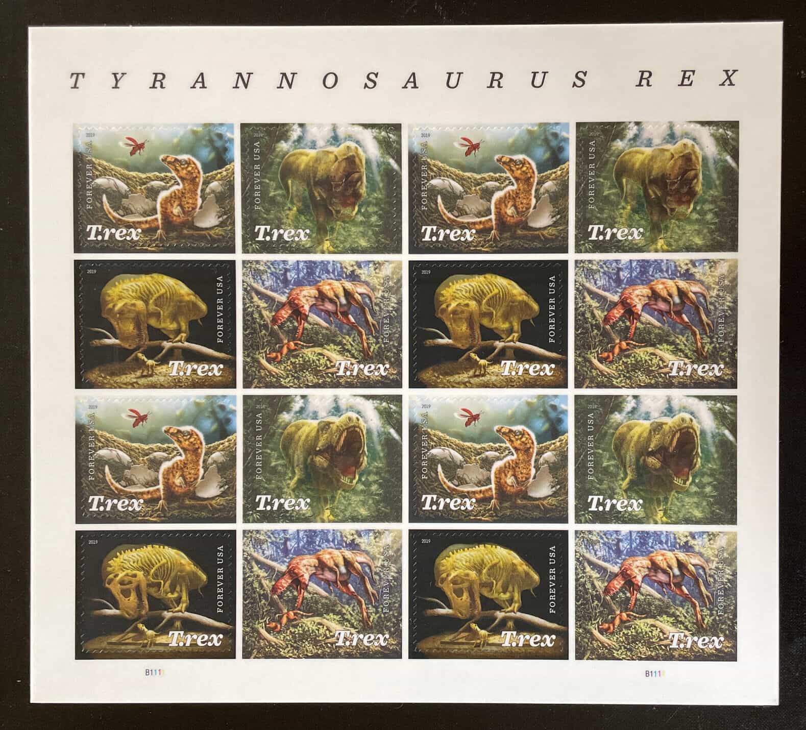 2019 Scott 5410 TYRANNOSAURUS REX Pane of 16 US Forever Stamps MNH
