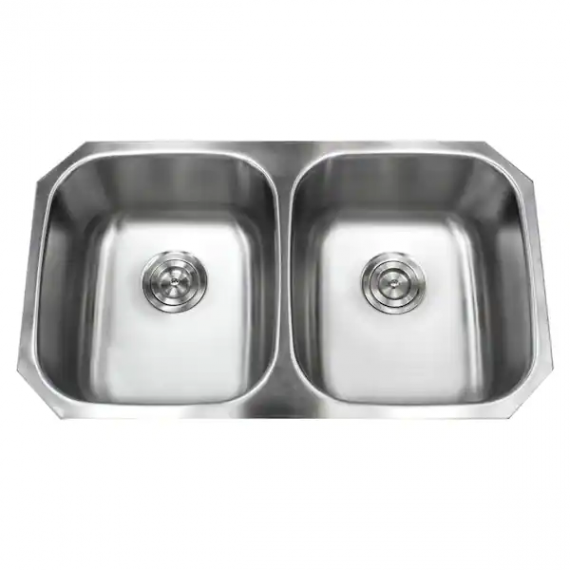 kingsman-hardware-18-904-undermount-18-gauge-stainless-steel-32-in-x-18-1-2-in-x-9-in-deep-50-50-double-bowl-kitchen-sink-with-brushed-finish