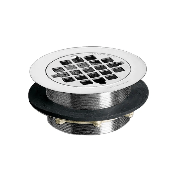 KOHLER K-9132-CP Round Brass Shower Drain for Use with Plastic Pipe, Gasket Included in Polished Chrome