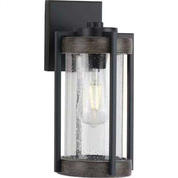 progress-lighting-p560281-31m-whitmire-1-light-matte-black-with-aged-oak-accents-clear-seeded-glass-farmhouse-outdoor-wall-lantern-light