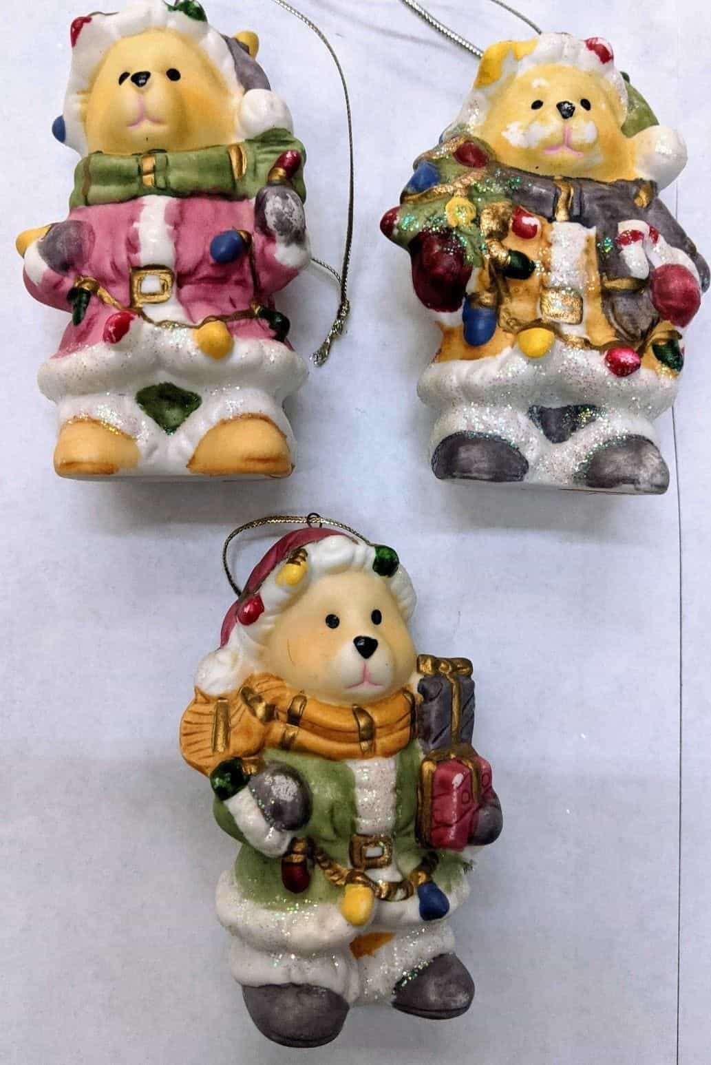 Christmas Bear Ornaments set of 3