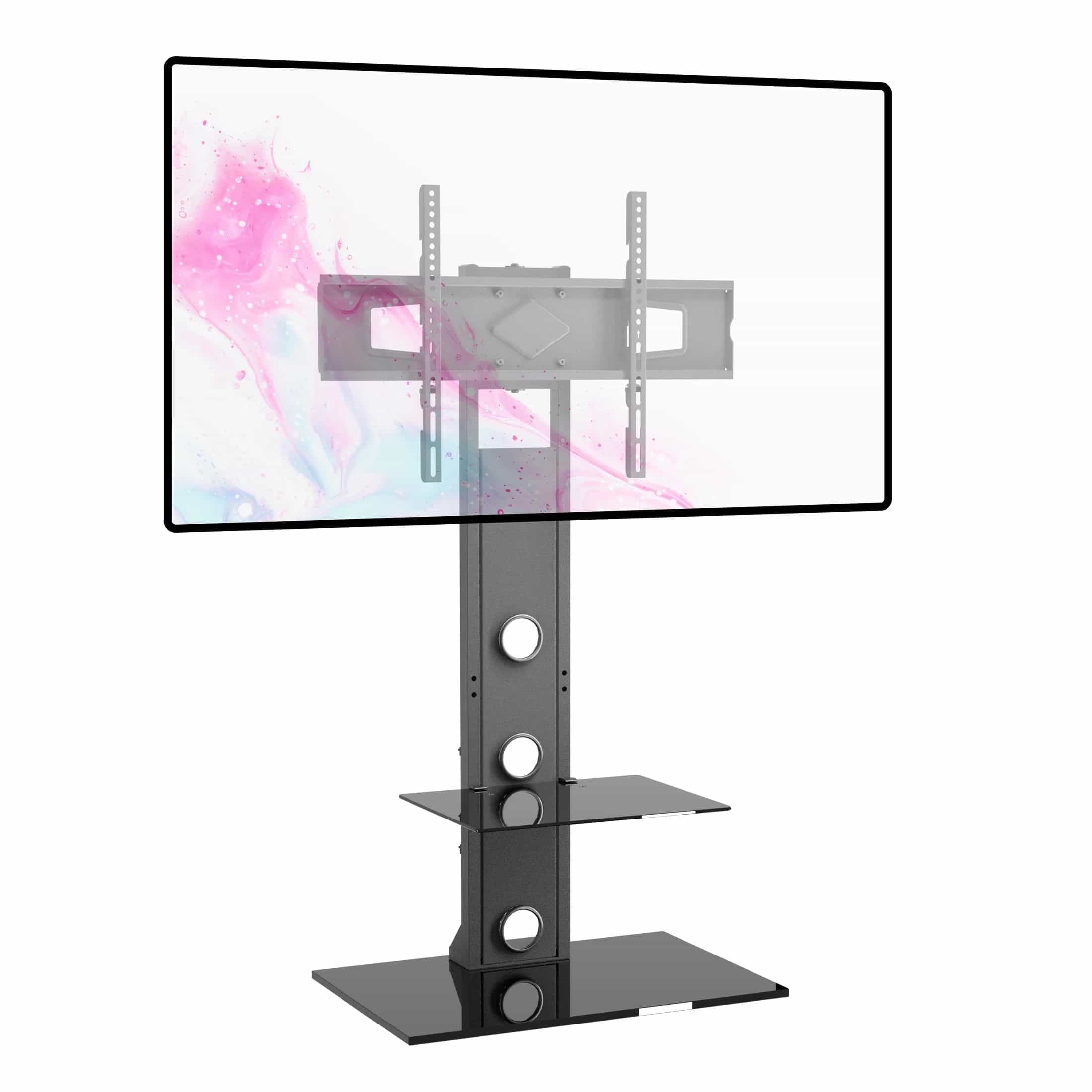 ProMounts Universal Swivel Floor TV Stand Mount for 37-70 inch Screens with Adjustable AV Shelf (ATMSS6401-X2)