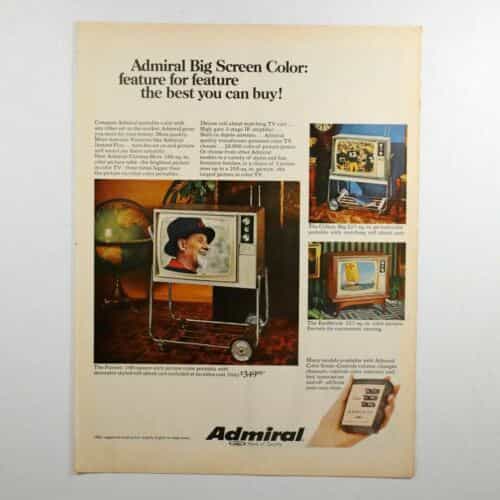 Vtg Admiral The Palmer Big Screen Color Remote Control Print Ad 10 3/8 x 13 5/8
