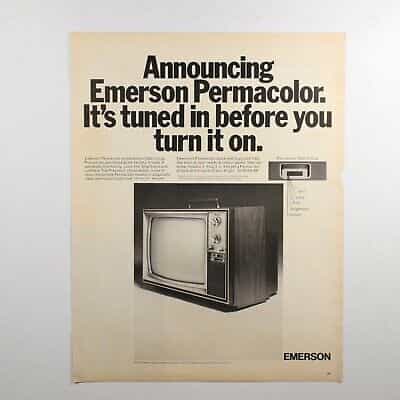 Vtg Emerson Permacolor TV Print Ad 10.25×13.25
