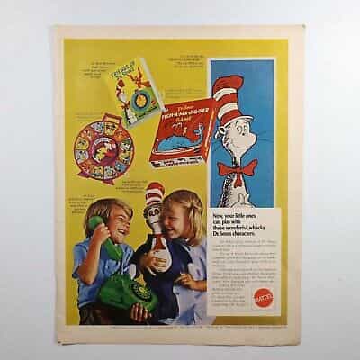 Vtg Mattel Dr Seuss Games and Toys Baby Tender Love Doll Print Ad 10 3/8 x13 1/2