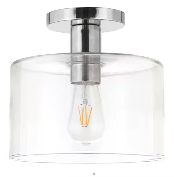Meyer&Cross SF0810 Henri 10 in. Polished Nickel Semi-Flush Mount with Clear Glass Shade