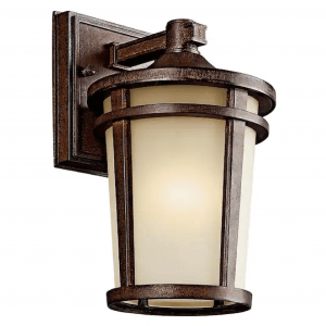 KICHLER 49071BST Atwood 11 in. 1-Light Brownstone Outdoor Light Wall Sconce with Umber Mist Glass (1-Pack)