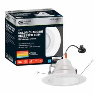 Commercial Electric 53801101 6 in. Selectable Integrated LED Recessed Trim Downlight 30 Configurations in One Fixture High Ceiling Output Dimmable