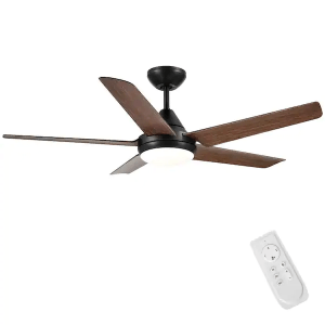 YUHAO YH1085BRW482 48 in. Color Changing Integrated LED Indoor Brown Ceiling Fan with Light Kit and Remote Control