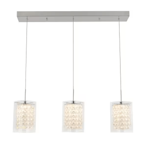 Artika PDT-3CC Crystal Cube 13-Watt Integrated LED Chrome Modern Hanging Pendant Chandelier Light Fixture for Dining Room or Kitchen
