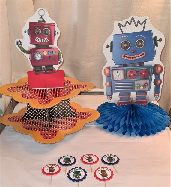 blue-robot-birthday-party-honeycomb-centerpiece