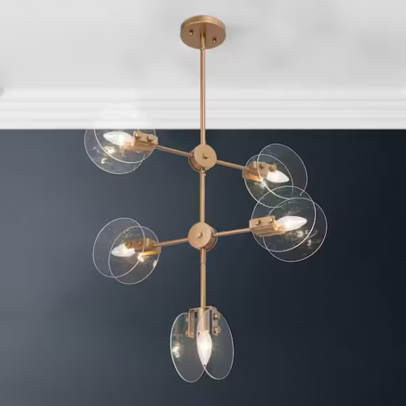 Uolfin 97UN6BHD23854FR Modern Gold Island Tier Chandelier 5Light Round