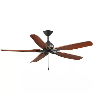 Hampton Bay N243A-NI Danetree 60 in. Indoor/Outdoor Natural Iron Ceiling Fan with Hand Carved Wood Blades and Pull Chain Included