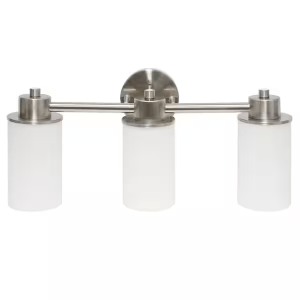 Lalia Home LHV-1004-BN 6.50 in. 3-Light BrushedNickel and Opaque White Metal and Glass Shade Vanity Uplight Downlight Wall Fixture