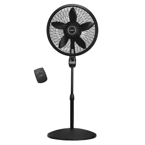 lasko-1843-cyclone-adjustable-height-18-in-3-speed-black-oscillating-pedestal-fan-with-programmable-timer-and-remote-control