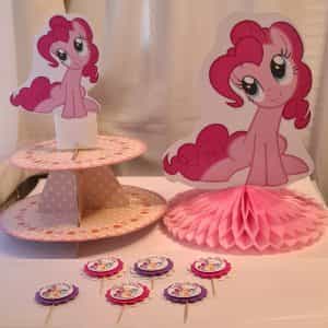 My Little Pony 3 pc. Birthday Party Set Centerpiece Personalized cupcake toppers