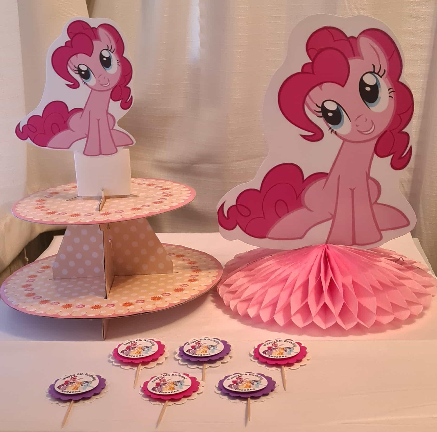 My Little Pony 3 pc. Birthday Party Set Centerpiece Personalized cupcake toppers