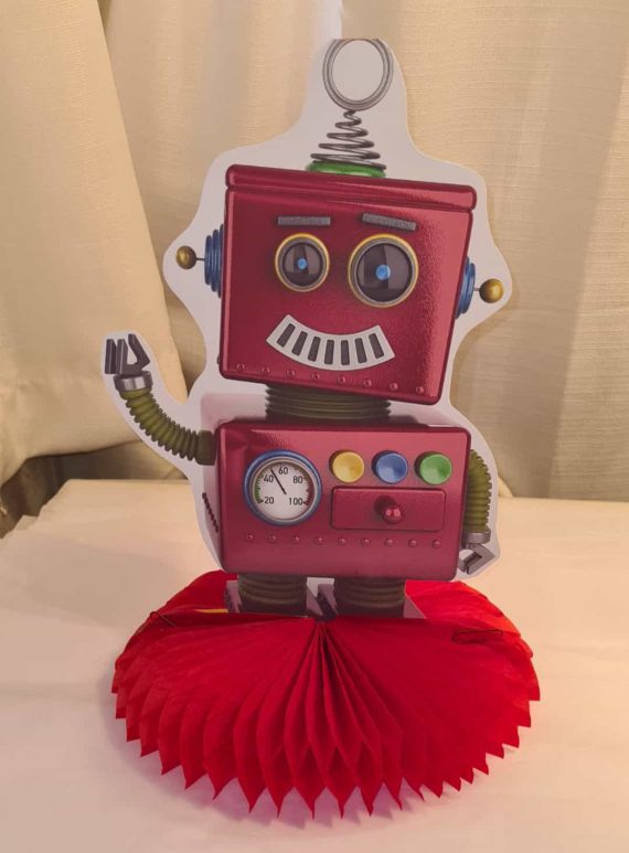 Red ROBOT Birthday Party Supplies Honeycomb Centerpiece