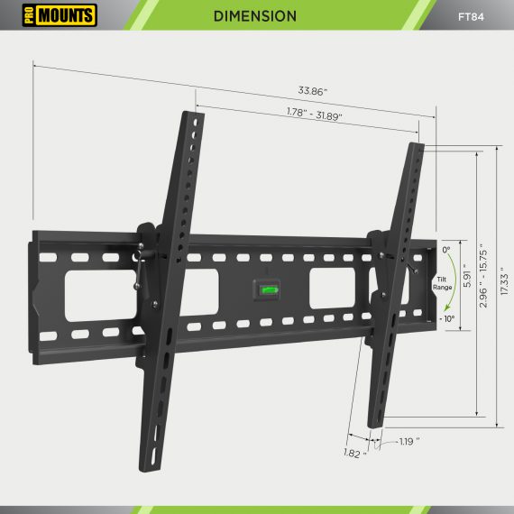 promounts-tilt-tilting-tv-wall-mount-for-50-92-inch-screen-holds-up-to-165lbs-ft84