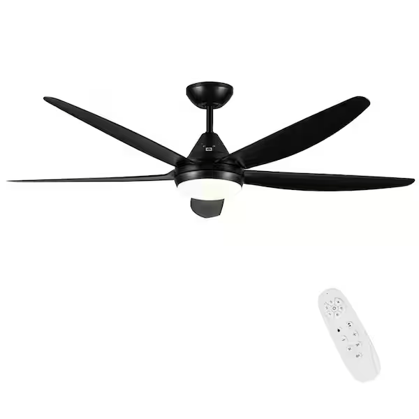 yuhao-yhdc1103bk562-56-in-indoor-matte-black-ceiling-fan-with-dimmable-integrated-led-kit-and-reversible-motor-remote-control