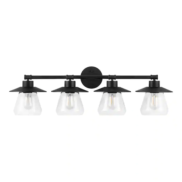 Hampton Bay 65175 Northmoore 34 in. 4Light Matte Black Farmhouse
