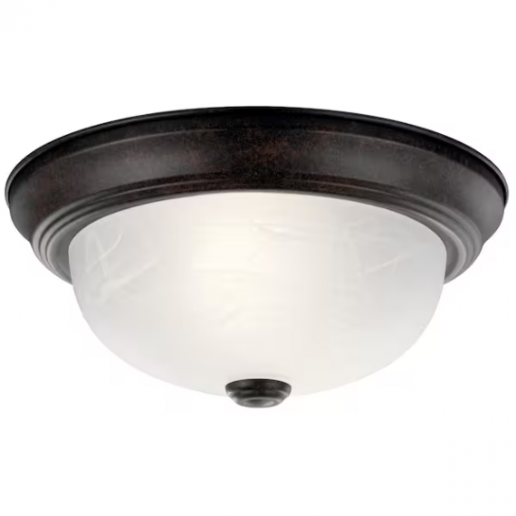 kichler-8108tz-independence-11-25-in-2-light-tannery-bronze-traditional-hallway-flush-mount-ceiling-light-with-alabaster-swirl-glass