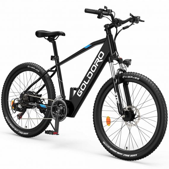 Goldoro Electric Bike 26″ X7 Aluminum Alloy Mountain Bike, 250W/36V, MAX 18 MPH, 21 speed(Black)