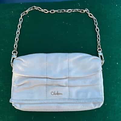 Cole Haan Off White Leather Purse Gold Chain Magnetic Closure