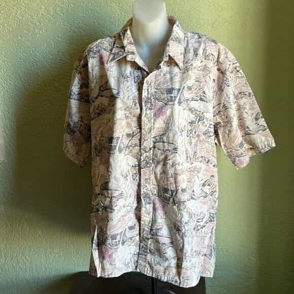 Cooke Street Honolulu Casual Button Down Hawaiian Print Shirt Size XL