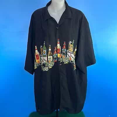 Malibu Dream Black Casual Button Down Shirt Beer Themed Size XXL