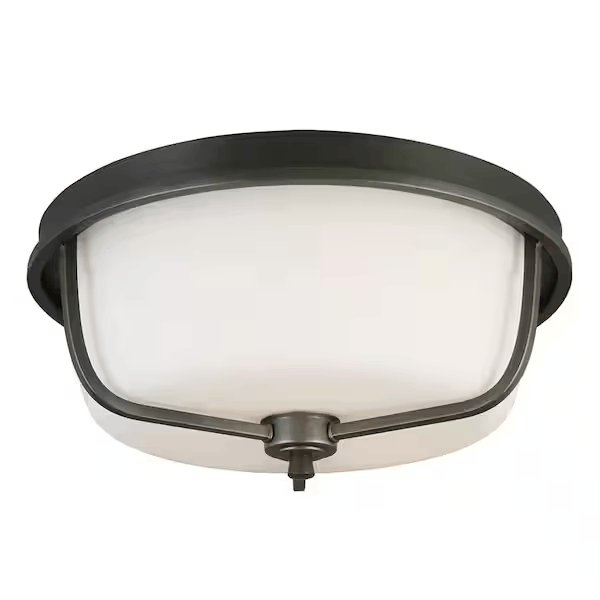 Eglo 202907A Mayview 15.98 in. W x 7.13 in. H 3-Light Graphite Semi-Flush Mount with Frosted White Glass Shade