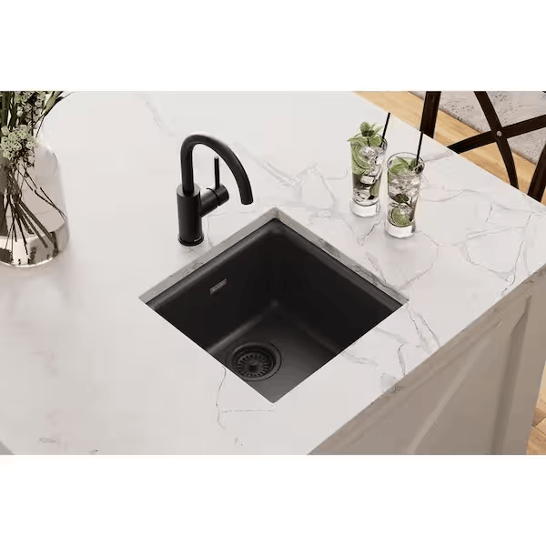Elkay ELG1616BK0 Quartz Classic Black Quartz 15.75 in. Single Bowl Drop