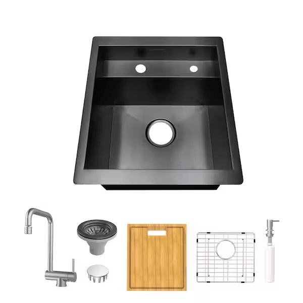 glacier-bay-4334f-1-17-in-undermount-gunmetal-black-stainless-steel-single-bowl-workstation-bar-sink-with-stainless-steel-folding-faucet