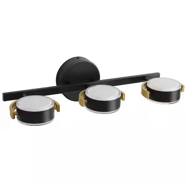 KAISITE 8052ML03BGUS 18.8 in. 3 Light Black and Gold Dimmable LED