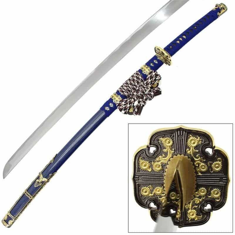 Blue Hand Forged Japanese Tachi Ceremonial Katana Samurai Sword (Functional)