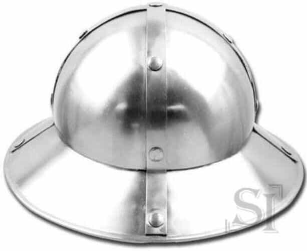 Medieval Kettle Hat XIII Century Infantry Helmet Functional 16G W/ Display Stand