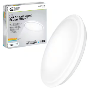 Commercial Electric 564501111 16 in. Low Profile LED Flush Mount Round Closet Light Fixture 1700 Lumens 3000K 4000K 5000K Dimmable Hallway Stairwell