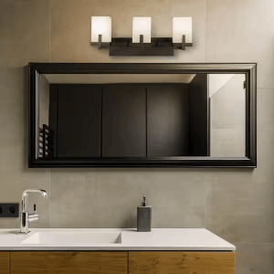 Home Decorators Collection 51779 Rockhill 22.07 in. 3-Light Black LED Industrial Bathroom Vanity Light Dark LED