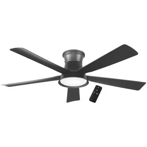 Hampton Bay AK424-MBK Hawkspur 52 in. Integrated LED CCT Indoor/Outdoor Matte Black Ceiling Fan with Light and Remote Control