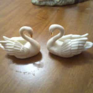 Pair Of Lenox Ivory Color N Gold Swans