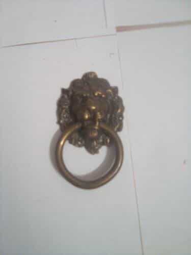 vintage brass lion head ring drawer pull