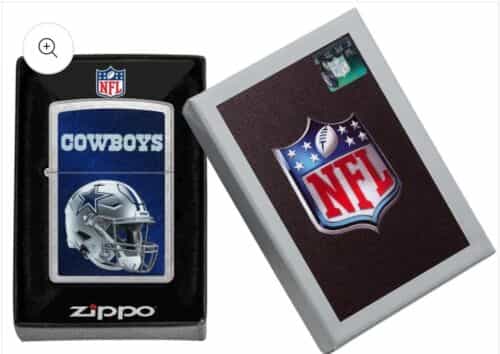 2 -Dallas Cowboys ORIGINAL STREET CHROME Zippo Lighters . Each Shown New In Box