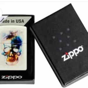 1-Zippo Glow in the Dark Watercolor Skull Design 1- Zippo Glow With Logo BOTH