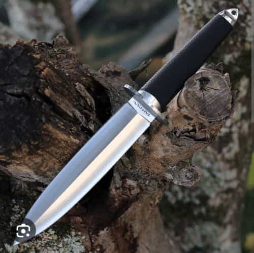 Cold Steel Black Tai Pan Dagger Fixed Knife 7.5″ Satin Blade w/Sheath – 35AA