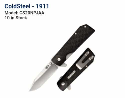 Cold Steel Knives 1911 Liner Lock 20NPJAA 4034 Steel Black Griv-Ex