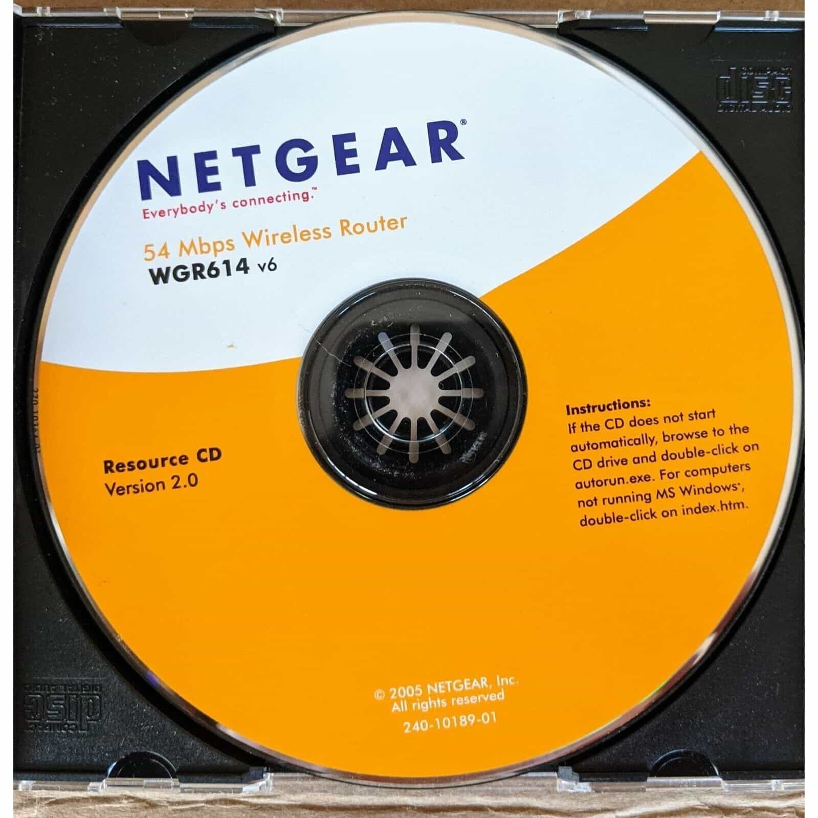 Netgear WGR614 v6 Wireless Router Installation Computer CD