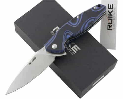 Ruike Fang P105-Q Tactical Flipper Liner Lock Blue Black Pocket Clip Knife