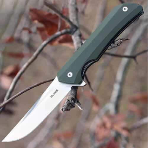 Ruike Hussar, 14C28N Plain Blade, Green G-10 Handle + Pocket Clip #P121B